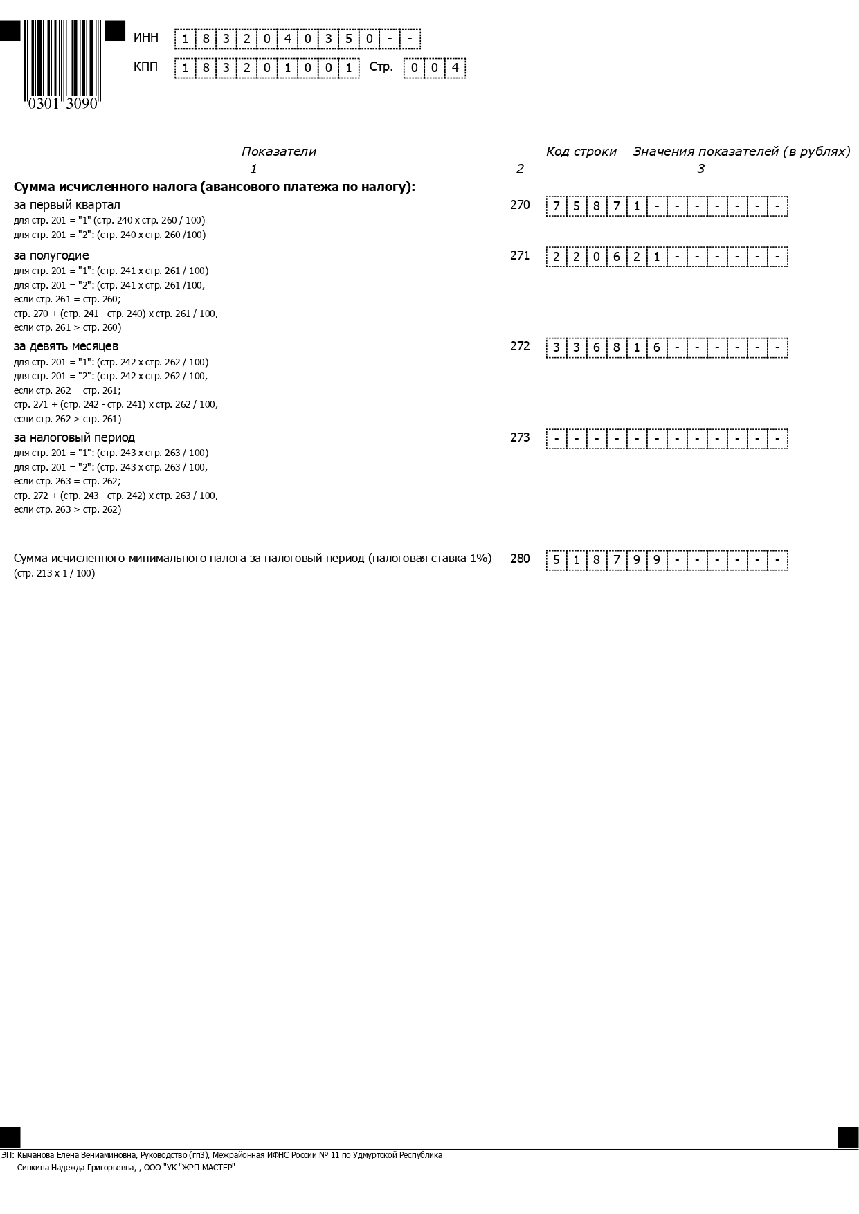 Налоговая декларация по налогу УСН 2021 page 0002
